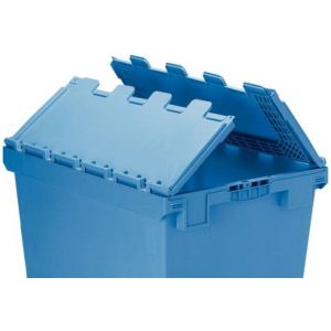 Orbis mobiele opslagbak hoekig PP HxBxD 553x800x600 mm 151 L met klapdeksel met wielen blauw 209668