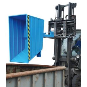 Orbis kiepbak staalplaat hefboomsluiting afgeschuind HxBxD 890x800x1440 mm inhoud 0,65 m3 draagvermogen 1000 kg blauw 528224