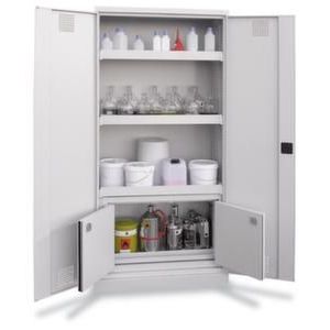 Orbis chemicalien- en gifkast staalplaat HxBxD 1950x950x500 mm box 60 minuten brandbeveiligd RAL 7035 505245