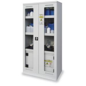 Orbis chemicalien- en gifkast staalplaat HxBxD 1950x950x500 mm box 60 minuten brandbeveiligd venster RAL 7035 505246