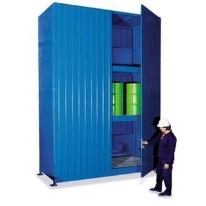 Orbis vatencontainer HxBxD 4480x3130x1450 mm maximaal 30x200 L 3 vakniveaus staande opslag natuurlijke ventilatie 200335