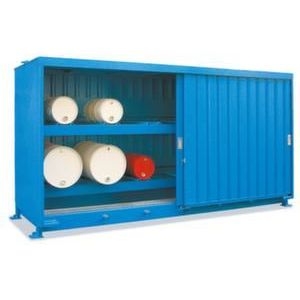 Orbis vatencontainer HxBxD 3080x4020x1450 mm vleugeldeur 2 vakniveaus staande opslag op chemiepallets natuurlijke ventilatie 200396