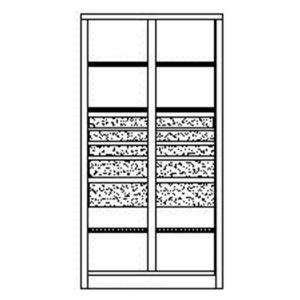 Orbis materiaalkast staalplaat HxBxD 1950x1040x630 mm scheidingswand 6 legborden 10 laden lichtgrijs 521582