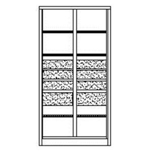 Orbis materiaalkast staalplaat HxBxD 1950x1040x630 mm scheidingswand 6 legborden 6+2 laden lichtgrijs 521577