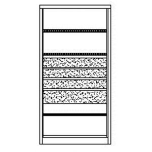 Orbis materiaalkast staalplaat HxBxD 1950x1040x630 mm zonder scheidingswand 3 legborden 4 laden lichtgrijs 521564