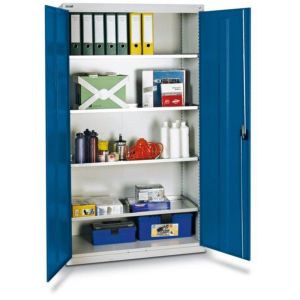 Orbis materiaalkast HxBxD 1800x1000x500 mm 4 uitschuifbare legborden romp-deuren lichtgrijs-gentiaanblauw 530162