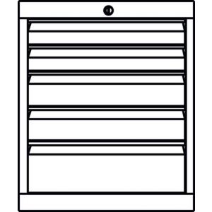 Orbis ladenkast HxBxD 600x1023x600 mm 5 laden RAL 7035 500743