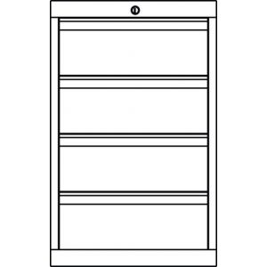 Orbis ladenkast HxBxD 800x715x600 mm 4 laden RAL 7035 404194