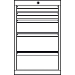 Orbis ladenkast HxBxD 800x1023x600 mm 5 laden RAL 7035 500750