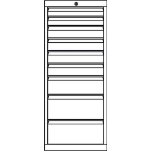 Orbis ladenkast HxBxD 1200x500x600 mm 9 laden RAL 7035 500779