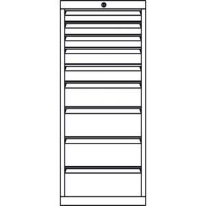 Orbis ladenkast HxBxD 1200x500x600 mm 9 laden RAL 7035 500786