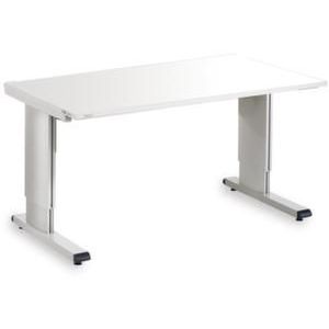 Orbis werktafel ESD-uitvoering staalbuis HxBxD 700-1100x1800x800 mm met handslinger witte plaat RAL 7035 530788