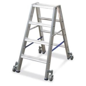 Orbis vouwladder aluminium aan beide zijden te gebruiken verrijdbaar L 1,71 m 2x4 treden 203407