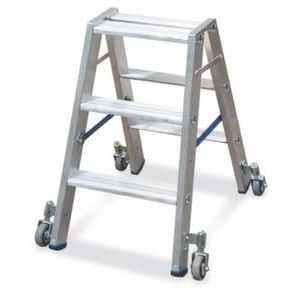 Orbis ladder aluminium aan beide zijden te gebruiken verrijdbaar H 750 mm 2x3 treden 203406