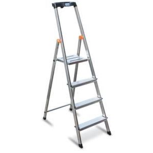 Orbis lichte universele ladders aluminium kunststof verbindingstukken platform BxD 25x25 cm H 0,83 m L 1,62m 4 treden inclusief platform 529928