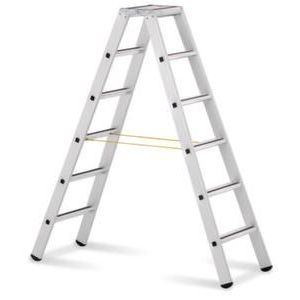 Orbis ladder aluminium aan beide zijden te gebruiken L 1,15 m 2x4 treden bomen geëloxeerd Nederlandse uitvoering 503458