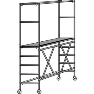 Orbis vouwsteiger aluminium werk H 3,55 m steigerafmetingen HxBxD 2,55x0,75x1,80 m verrijdbaar 550497