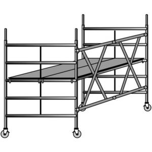 Orbis vouwsteiger aluminium werk H 2,95 m steigerafmetingen HxBxD 1,65x1,35x1,80 m verrijdbaar 550486