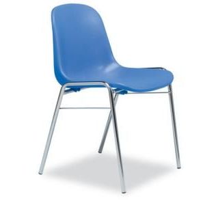 Orbis kunststof kuipstoelen blauw ronde buis verchroomd diameter 20 mm stapelbaar 401699