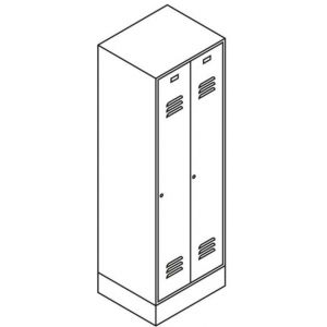 Orbis garderobekast HxBxD 1850x630x500 mm 2 vakken cilinderslot sokkel RAL 7035 402182