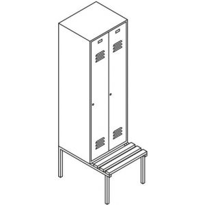 Orbis garderobekast HxBxD 2150x1230x500 mm ondergebouwde zitbank van PVC 4 vakken cilinderslot RAL 7035 402552