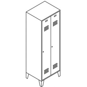 Orbis garderobekast HxBxD 1850x630x500 mm 2 vakken cilinderslot poten RAL 7035 402144