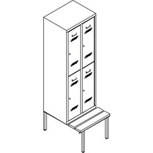 Orbis garderobekast HxBxD 2150x1230x800 mm 4x2 vakken zitbank klinksluiting RAL 7035 402802