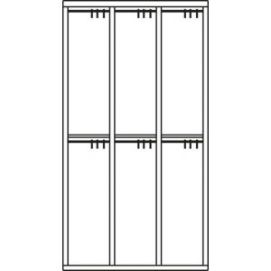 Orbis garderobekast HxBxD 1850x930x500 mm 3x2 vakken klinksluiting poten RAL 7035 402739