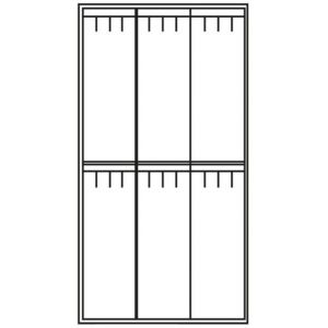 Orbis zitbankkast HxBxD 2090x900x500 mm ondergebouwde zitbank van PVC 3x2 vakken B 300 mm cilinderslot rozetten RAL 7035 407054