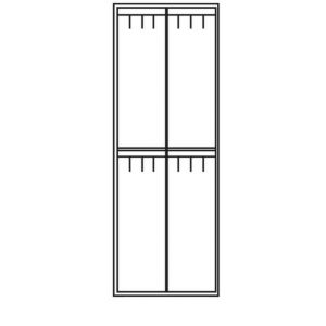 Orbis zitbankkast HxBxD 2090x810x500 mm ondergebouwde zitbank van PVC 2x2 vakken B 400 mm klinksluiting rozetten RAL 7035 407043