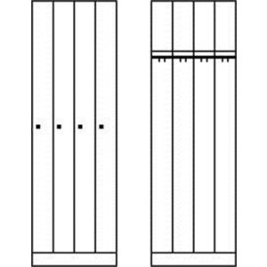 Orbis ruimtebesparende kast HxBxD 1950xx620x500 mm 4 vakken B 150 mm cilinderslot sokkel RAL 7035 204382