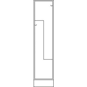 Orbis Z-garderobekast HxBxD 1820x420x510 mm 2 vakken klinksluiting sokkel enkelwandige deur RAL 7035 204360