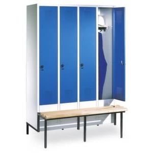 Orbis garderobekast HxBxD 1850x800x500 mm 2 vakken verlaagd zitbank van kunststof draaigrendel RAL 7035 403603