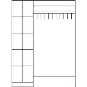 Orbis garderobe- en vakkenkastsysteem HxBxD 1950x1410x480 mm 10 vakken 10 hangers cilinderslot RAL 7035 204444