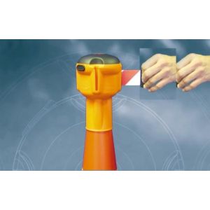Orbis opsteekbare bandhouder voor conus kunststof oranje band L 9 m rood-wit 526158