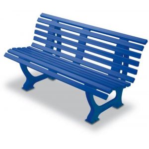 Orbis kunststofbank HxLxB 800x1500x420 mm zit H 410 mm 12 latten 2 pootstellen blauw 525476