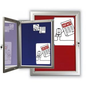 Orbis infovitrine aluminium frame draaideur acrylglas buitenmaat HxBxD 1075x815x30 mm achterwand vilt 9xDIN A4 rood 529775