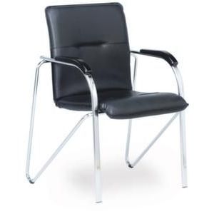 Orbis beklede stoel 4-poots frame houten armsteunen bekleding van zwart kunstleer 401717