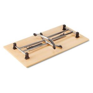 Orbis klaptafel ronde buis T-poot glijders HxBxD 73x160x80cm stapelbar onderstel verchroomd blad lichtgrijs 523016