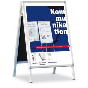 Orbis stoepbord aluminium HxBxD 1150x640x790 mm formaat A1 antireflectie-kunststof folie kliklijst zilver-geanodiseerd 504583