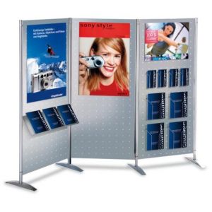 Orbis infowandsysteem staal wandelement met perforatie magneethoudend HxB 1750x800 mm stelpoten aluminium-zilver 521619