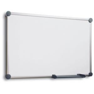 Orbis whiteboard HxB 90x180 cm kunststof magneethoudend 2x4 grijs-blauw kunststofhoeken lijst aluminium zilver 527421
