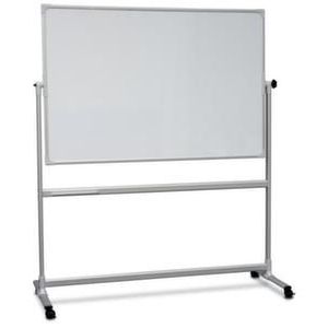 Orbis draaibord gelakt formaat HxB 1000x2000 mm voor- en achterzijde whiteboard-magneetbord 4 zwenkwielen zilver geanodiseerd 521847
