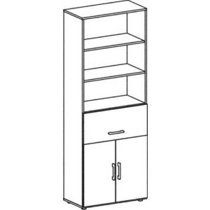 Orbis combikast HxBxD 2160x800x420 mm hangmappenframe 5 ordnerhoogtes esdoorn 506348