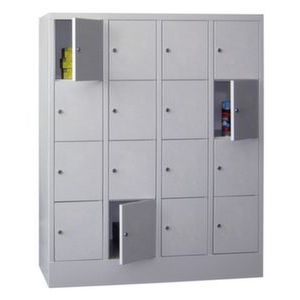 Orbis lockersysteem HxBxD 1518x1230x500 mm 4x4 vakken vak B 300 mm cilinderslot RAL 7035 100911