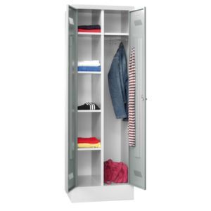 Orbis garderobe- en wasgoedkast HxBxD 1850x600x500 mm cilinderslot sokkel RAL 7035 402883