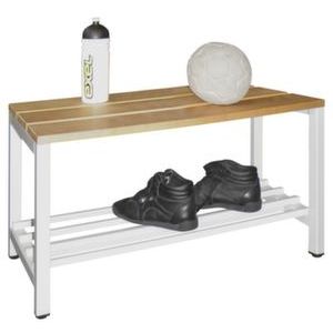 Orbis omkleedbank LxB 1000x370 mm houten latten schoenenrek enkelzijdig lichtgrijs 525529