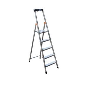 Orbis lichte universele ladders aluminium kunststof verbindingstukken platform BxD 25x25 cm H 1,05 m L 1,85 m 5 treden inclusief platform 529929