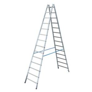 Orbis bokladder dubbelzijdig aluminium L 4,03m 2x14 sporten aluminium scharnieren 203554