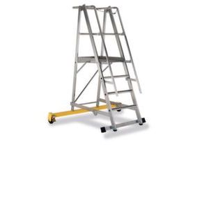 Orbis platformladder aluminium bordes HxBxD 1000x600x630 mm 4 treden verrijdbare traverse 550216